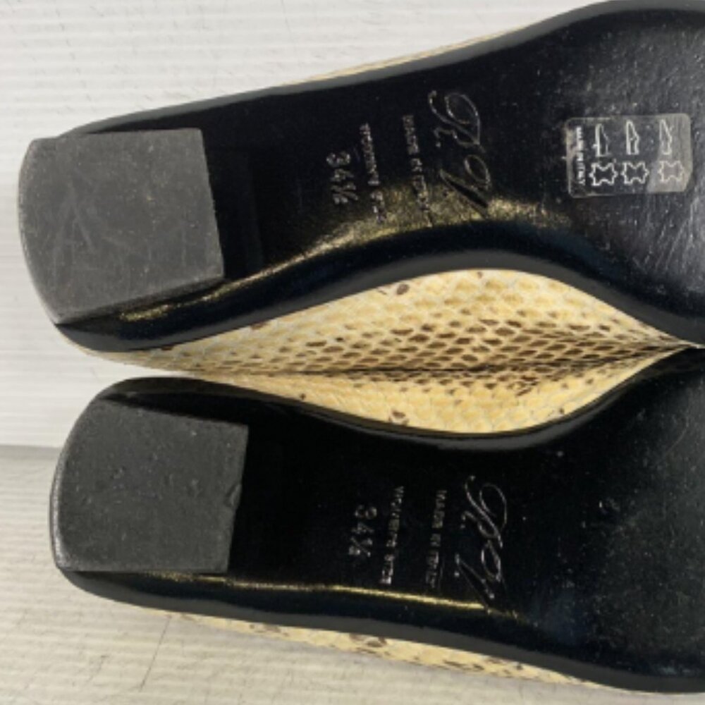 Roger Vivier Beige and Black Python Print Square Toe Flats Size 34.5 - Picture 7 of 10